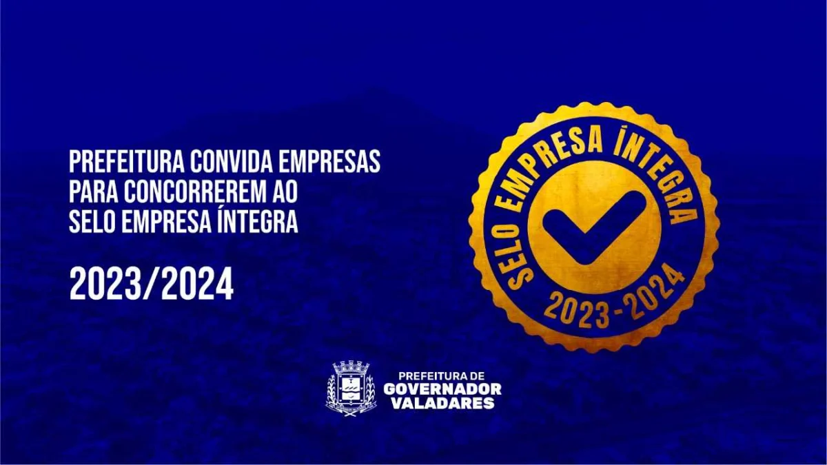 Prefeitura convida empresas para concorrerem ao Selo Empresa Íntegra 2023/2024 1 O Selo Empresa Íntegra 2023-2024 conta com o apoio da CGU – Controladoria-Geral da União e da Associação Comercial, Câmara de Dirigentes
