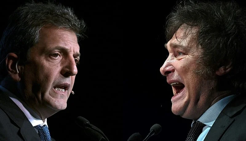 Os candidatos Sergio Massa, atual ministro da Economia, e o ultradireitista Javier Milei travam uma disputa acirrada