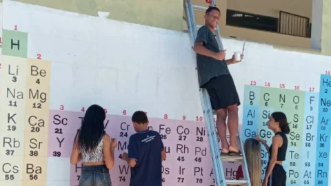 Escola da rede estadual cria tabela periódica gigante para facilitar a aprendizagem dos estudantes 2 Escola da rede estadual cria tabela periódica gigante para facilitar a aprendizagem dos estudantes