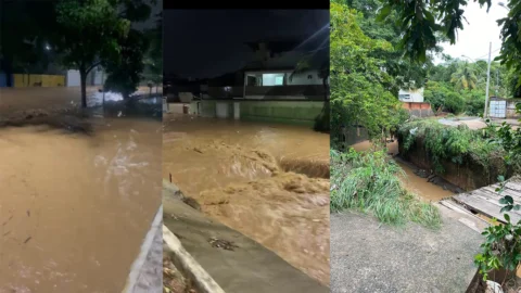 Chuvas da noite de ontem (22) causaram inundações no bairro Vila Park Ibituruna, em Governador Valadares