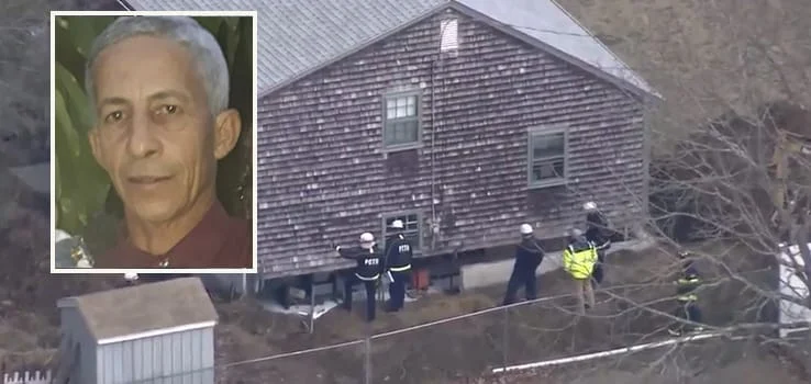 Trabalhador brasileiro morre em desabamento de construção em Hanson, Massachusetts, Estados Unidos 1 Reprodução de imagens divulgadas nas redes sociais (canal WCVB), mostrando a casa onde aconteceu o acidente