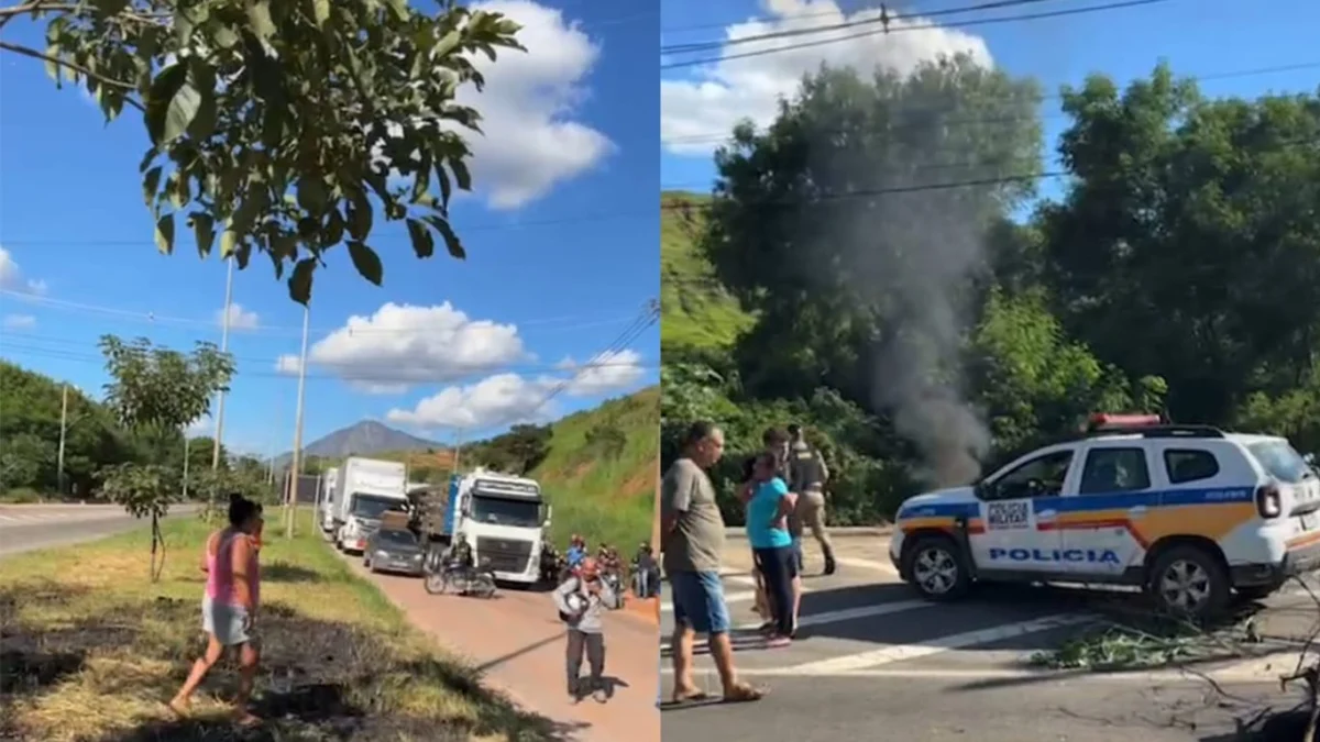População fecha a BR-116 por causa da falta d'água 1 Reprodução de imagens de vídeo divulgadas na Internet