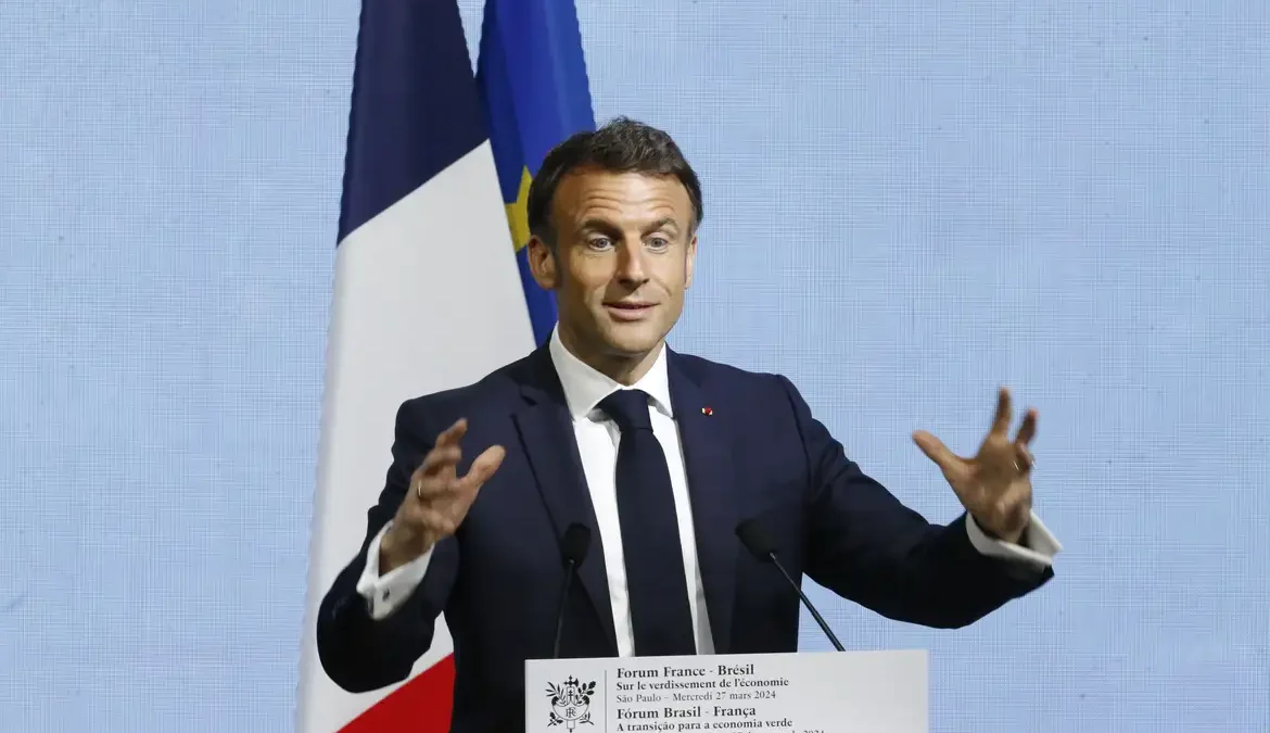 Emmanuel Macron, disse que não defende o acordo que está sendo costurado entre os países do Mercosul e a União Europeia