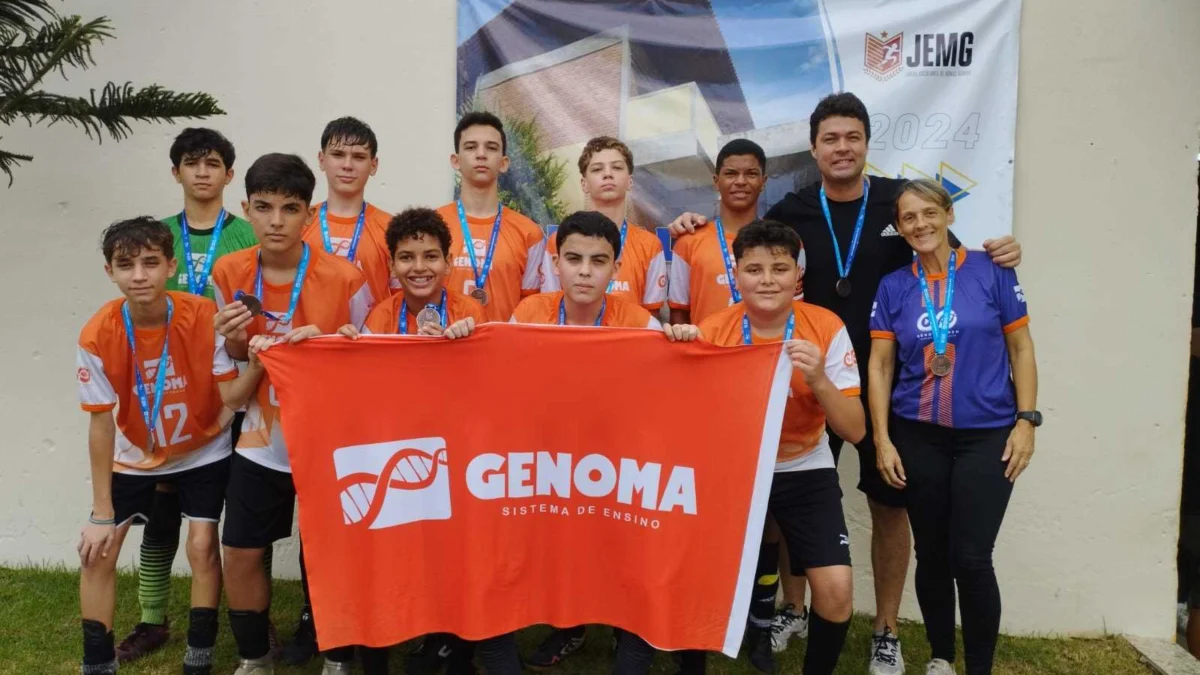 Genoma conquista 3º lugar no futsal masculino JEMG módulo I 1 O último a conquistar o pódio foi o Colégio Genoma, que goleou no sábado (13) a E. E. Frei Jorge (São Félix de Minas) de 6 a 2