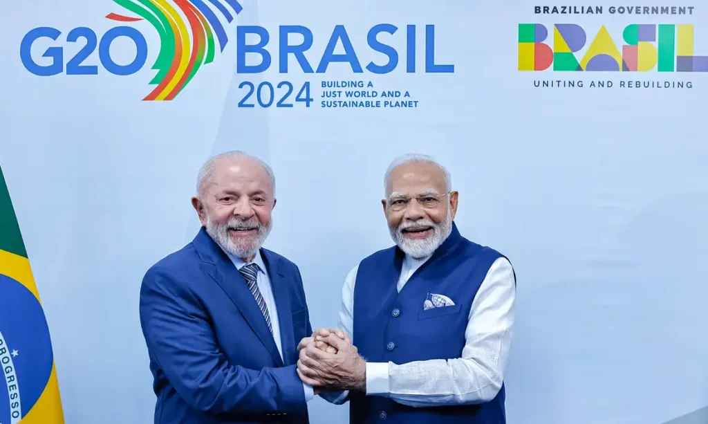O presidente Luiz Inácio Lula da Silva recebeu nesta terça-feira (19) o primeiro-ministro indiano, Narendra Modi