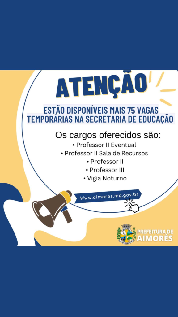 Aimorés: Estão disponíveis mais editais com vagas temporárias para o ano de 2025 na Secretaria de Educação 1 image 260