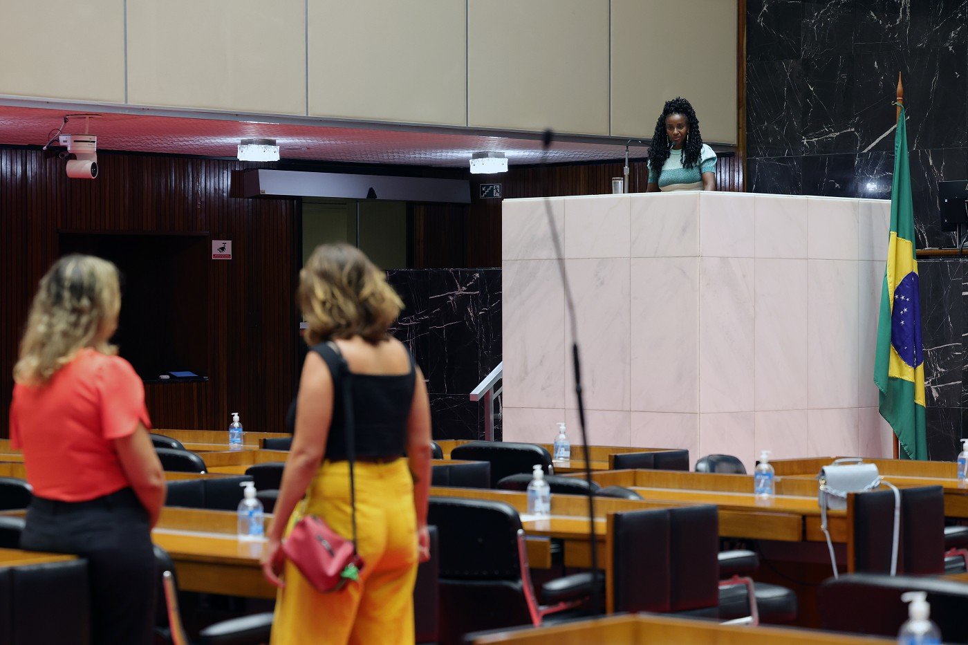 Deputada Andreia de Jesus (discursando) lamentou a morte da menina e se solidarizou com a família